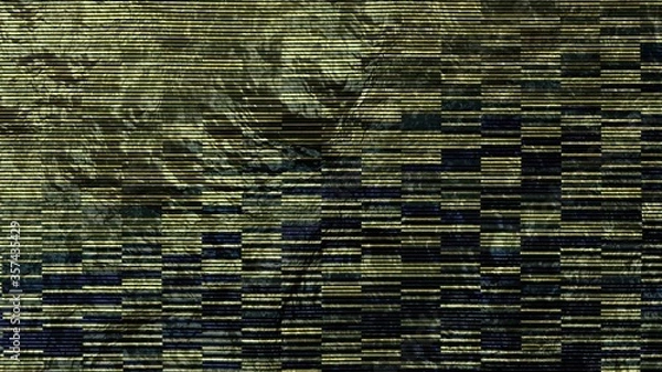 Obraz Abstract black and golden surface with uneven square texture - 3D rendering