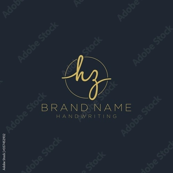 Obraz Initial H Z handwriting logo vector. Hand lettering for designs