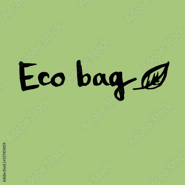 Obraz Handwritten vector words "Eco bag". Overlay text for poster, e-commerce, textile, blog, billboard.