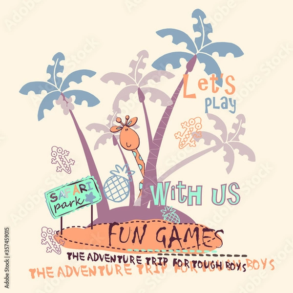 Fototapeta Summer island adventure vector character illustration