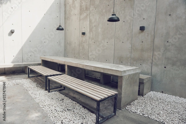 Fototapeta Open public space with minimalist concept and cement based concept.