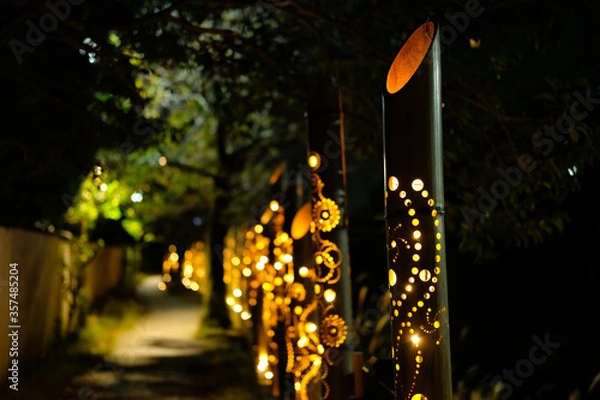 Fototapeta 静岡県伊東市の竹灯り