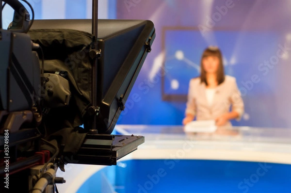 Fototapeta Reporter presenting news