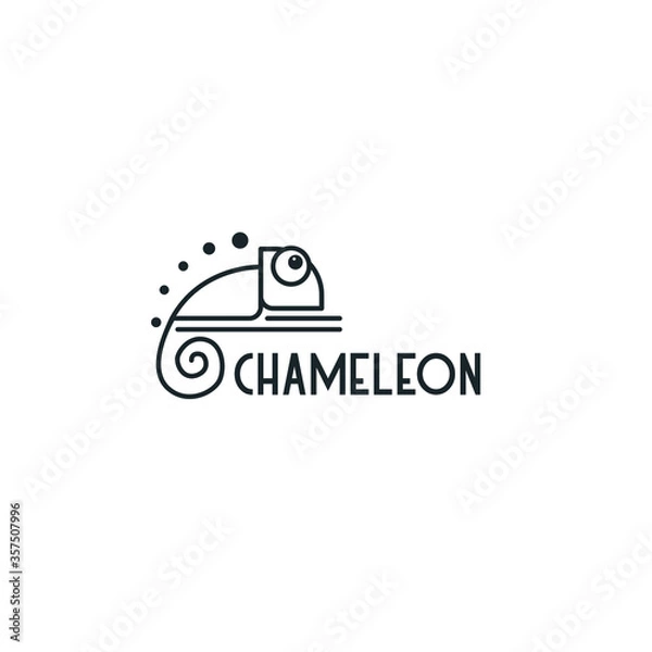 Fototapeta chameleon template logo design inspiration. chameleon monoline concepts Quality symbol icon vector illustration