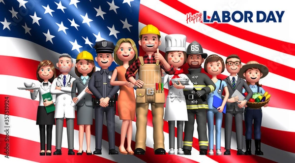 Obraz Labor Day celebrations created by 3d rendering. Stars and stripes back_2