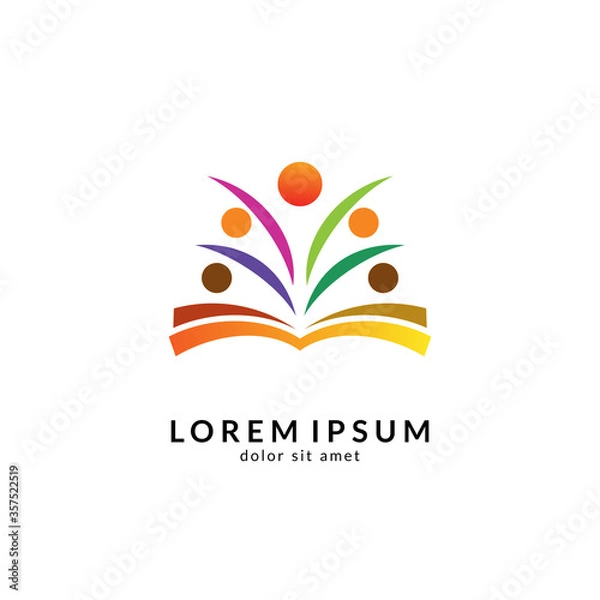 Fototapeta Education logo vector, suitable for school, college, university, campus, graduate, kids education, smart people and science symbol/icon design