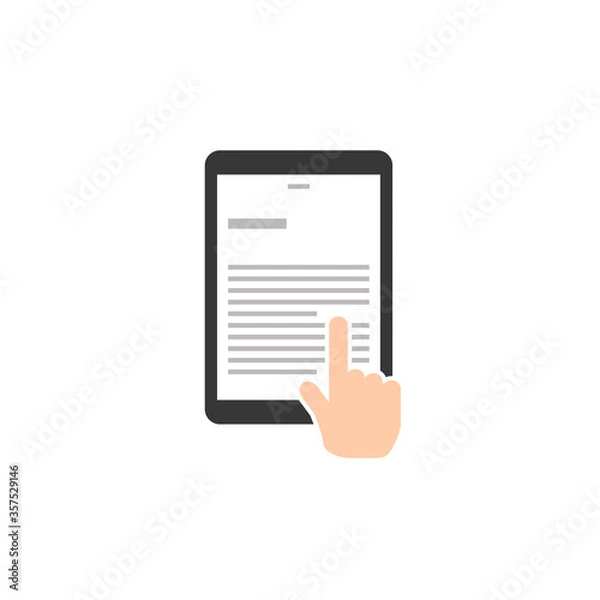 Obraz 電子書籍。よこ組みのタイプ（洋書など）。指でスワイプするところ。