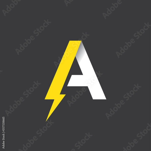 Obraz Initial letter a electric, thunder, power logo and icon vector illustrator