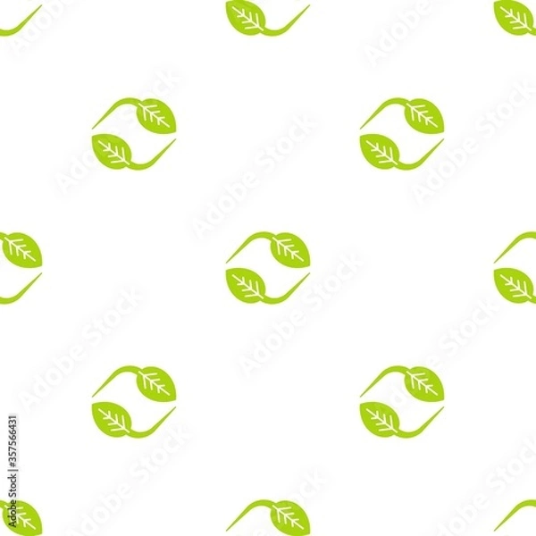 Fototapeta Seamless eco pattern. Two arrows with leaves eco recycle. reuse ornament on white background.