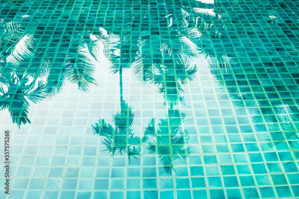 Fototapeta Shadow of coconut trees on the pool background