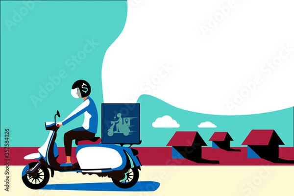 Obraz a delivery man on the scooter