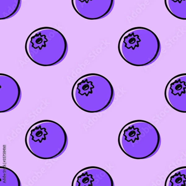 Fototapeta Seamless vector background wallpaper cute blueberry berry pattern for fabric or textile print wrapping paper