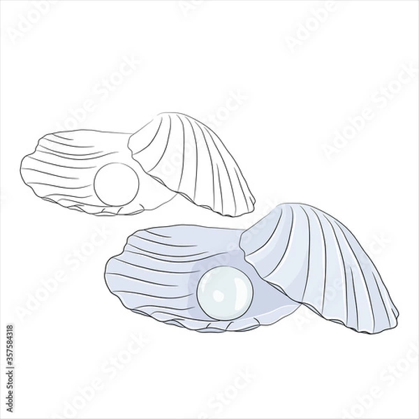 Obraz Shell with blue pearl set