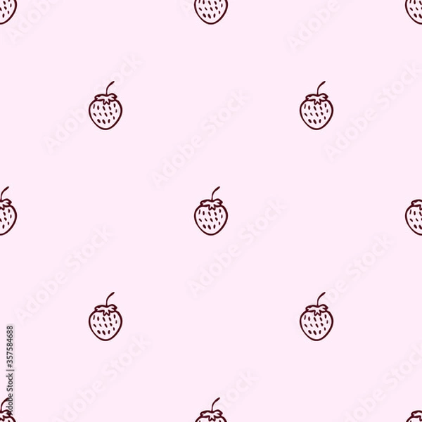 Fototapeta Seamless vector background wallpaper strawberry floral pattern print for kitchen or fabric textile 
