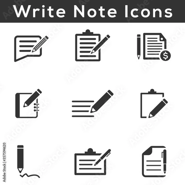Obraz Write a note icon set - (Grey Version)