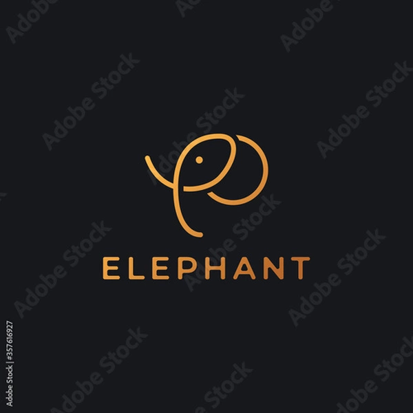 Obraz cool abstract elephant logo template, line art style logo