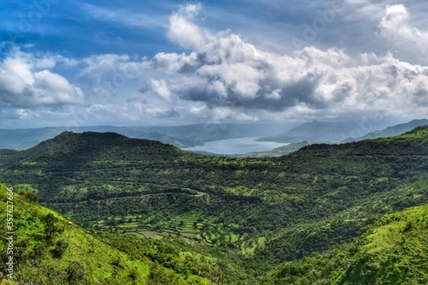 Fototapeta Beautiful view of the mountains of Konkan.
