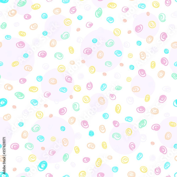 Fototapeta Seamless texture with colored spiral curls. Hand-drawn, doodle texture for your design. Background, print, texture.
