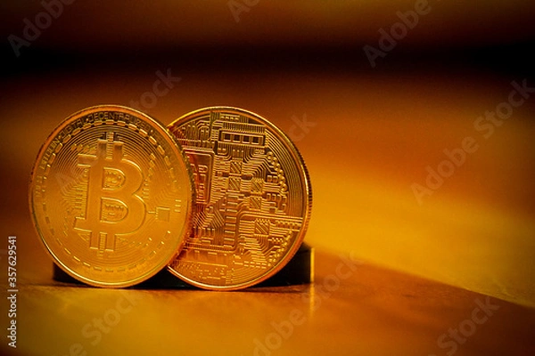 Obraz Bitcoin symbol coin close up view
