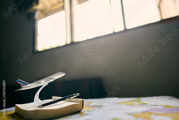 Obraz The concept of travel and plane flying and sunlight