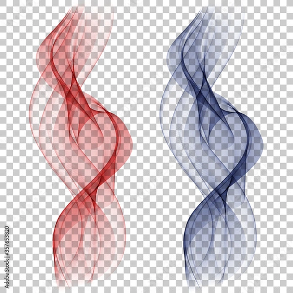 Fototapeta Vector set of vertical waves on a transparent background.