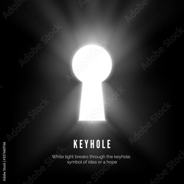 Fototapeta Keyhole. White light breaks through the keyhole symbol of idea or hope. vector illustration