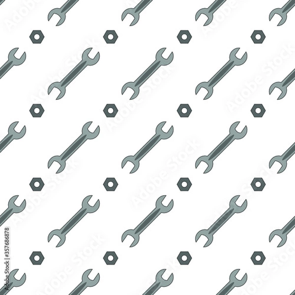 Fototapeta seamless pattern with wrenches and nuts for the repair of machinery