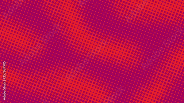 Fototapeta Dotted magenta red pop art background in retro comic style with halftone gradient