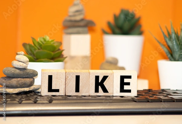 Fototapeta Wooden blocks with text like on a light background