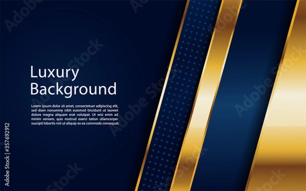 Fototapeta Abstract polygonal pattern luxury dark blue with gold. Graphic design element.