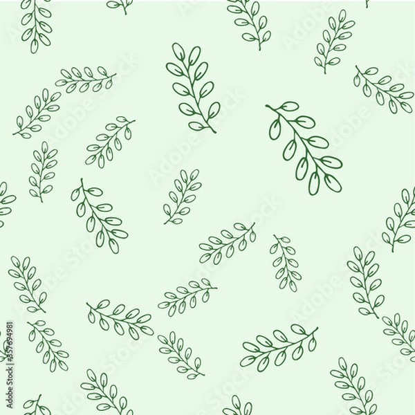 Fototapeta Seamless endless botanical texture pattern leaves for fabric textile or wallpaper
