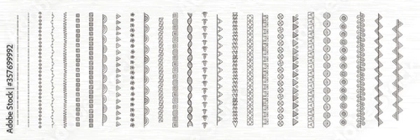 Obraz Doodle dividers, brush lines and borders set. Rustic decorative design elements and patterns