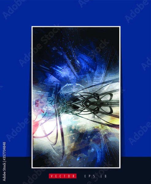 Fototapeta Vector banner background of 3D rendering abstract technology digital hi tech concept 