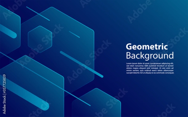 Fototapeta Minimal blue geometric background. Dynamic shapes composition.