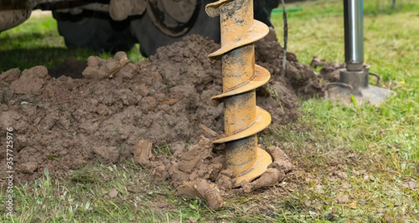 Fototapeta Large drilling machine, well drilling