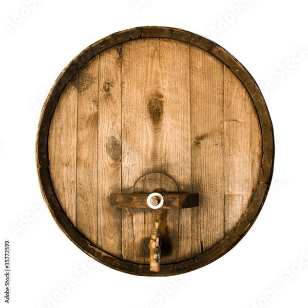 Obraz Old wooden barrel isolated on a white background