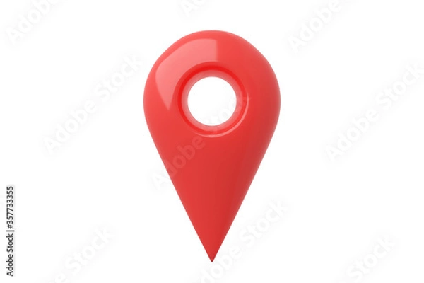 Fototapeta Isolated red map pointer on white background