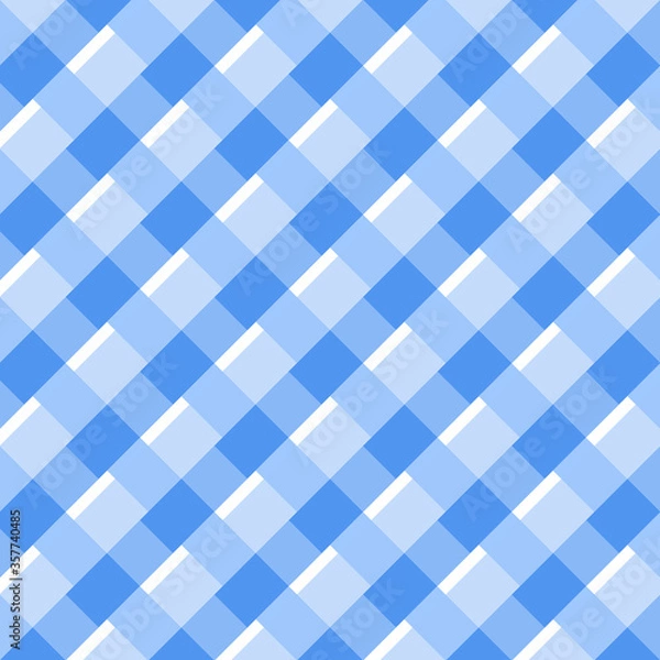 Fototapeta Blue white diagonal checkered plaid seamless pattern