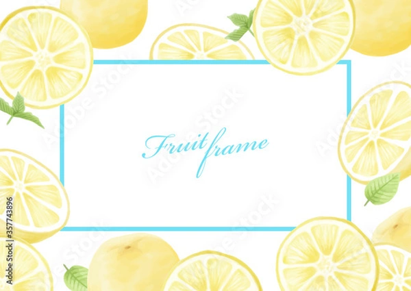 Fototapeta 夏　フルーツ　グレープフルーツ　レモン　オレンジ　イラストセット