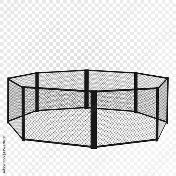 Fototapeta MMA cage. Octagon isometric view. Vector flat illustration.