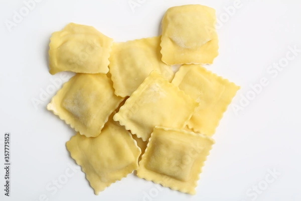 Obraz Ravioli on white background. Top view.