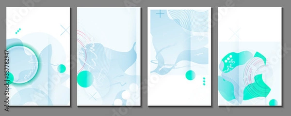 Fototapeta Elegant natural pastel muted pale calm tones card templates set. Collection of romantic invitations abstraction background line color