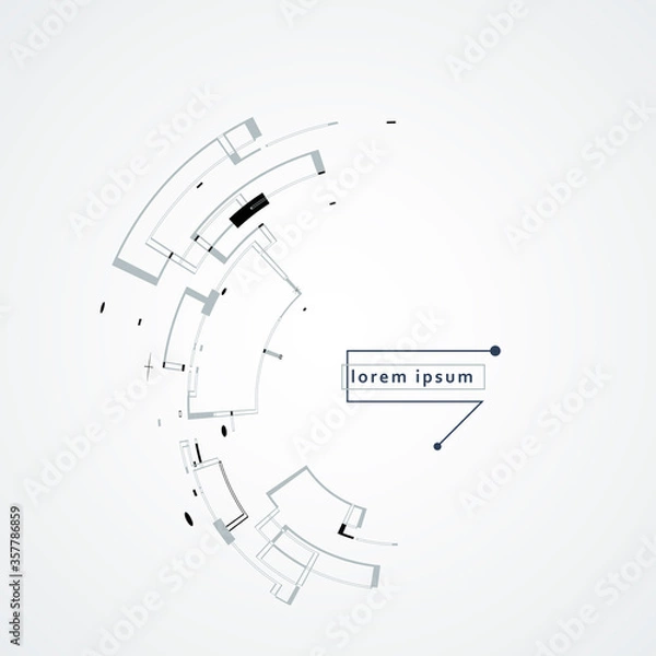 Fototapeta Line art abstract rounded shapes for concept design. Vector graphic illustration. Creative geometric wallpaper. Modern shape concept