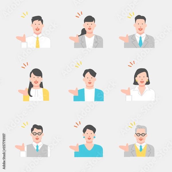 Fototapeta 案内をするビジネスパーソン　イラスト素材