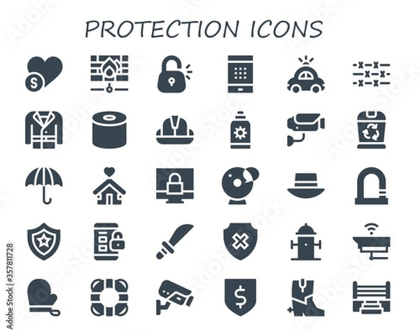 Fototapeta protection icon set