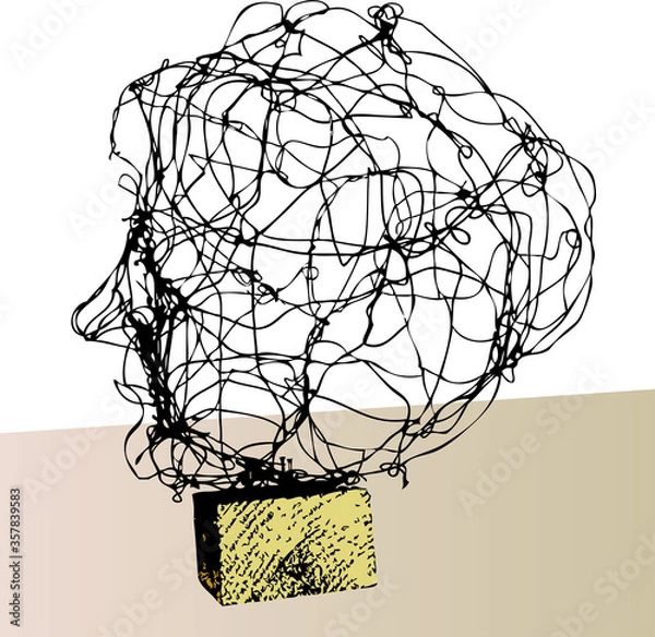 Obraz A vector illustration of a head made of wire. 