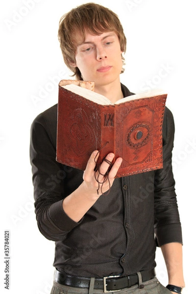 Fototapeta Student and notebook.