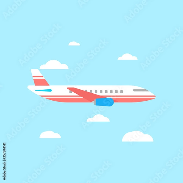 Fototapeta The best plane vector illustration icon in blue background. Suitable for many purposes.