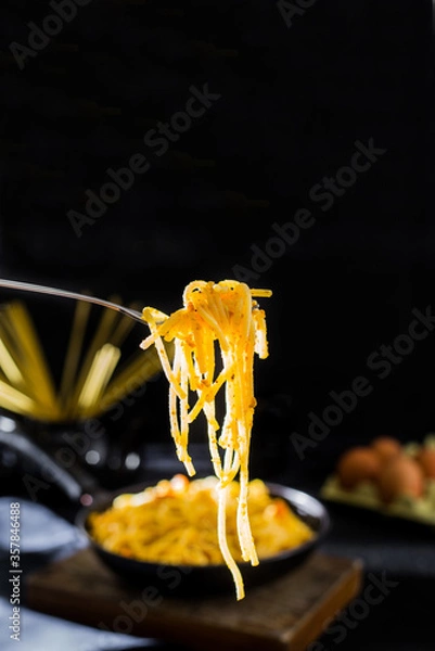 Obraz Spaghetti With Fried Eggs