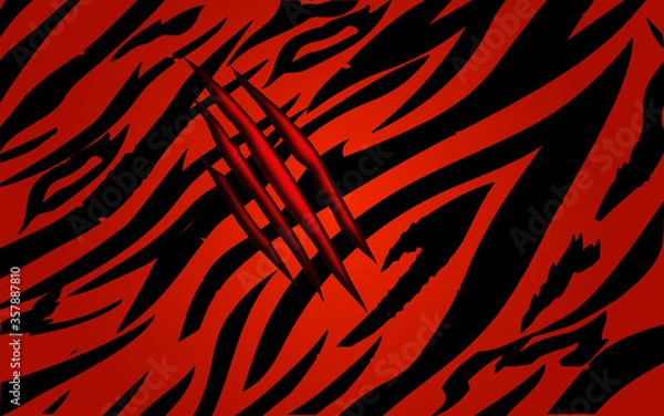 Fototapeta seamless pattern with tiger skin and claw scratch